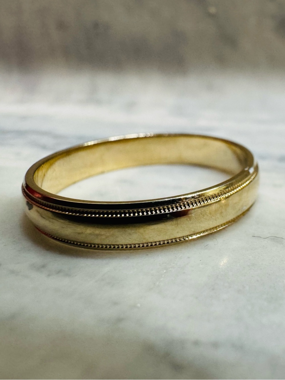 JX ALY Gold Tone Milgrain Wedding Band Ring Size 10.5 Vintage Unisex - Picture 16 of 16